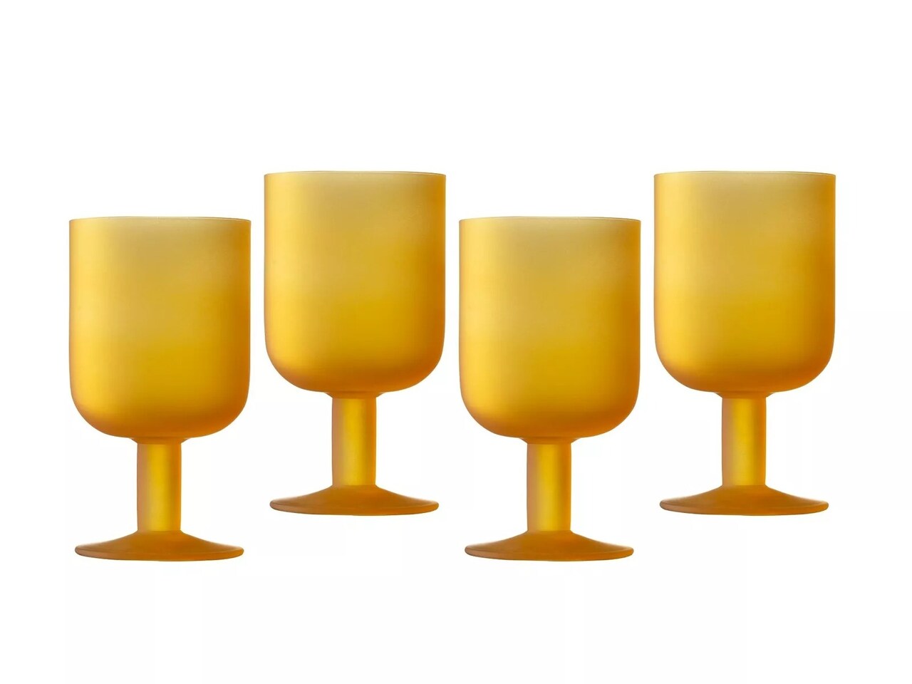 Elle Decor Frosted Glass Goblets Set of 4, 8.2 Ounce Capacity - Amber